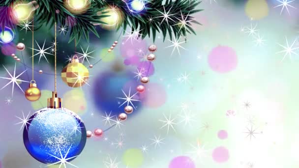 Feestelijke Kerst Achtergrond Met Ballen Sneeuwballen — Stockvideo