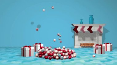 Güzel animasyonlu noel ağacı. 3d render