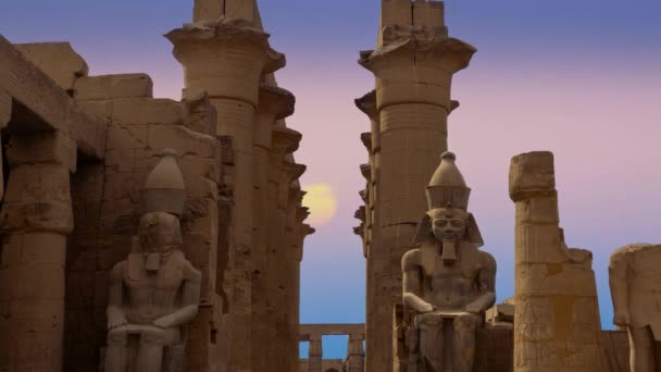 Ruïnes Van Mooie Oude Tempel Van Karnak Luxor — Stockvideo