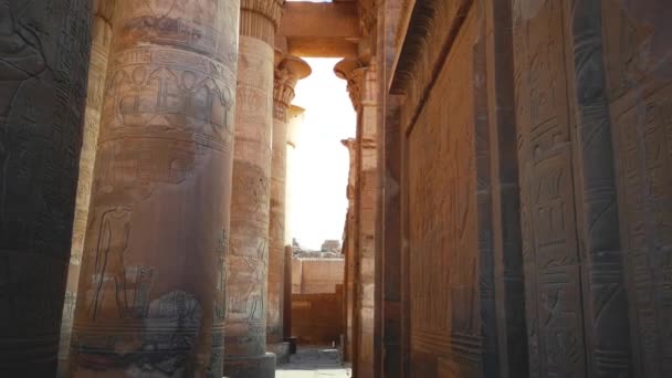 Zřícenina starobylého chrámu Sebek v Kom - Ombo, Egypt. — Stock video