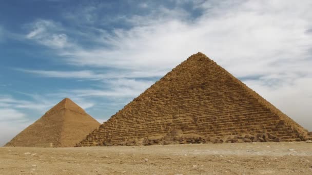 The Great Ancient Pyramids at Giza, Egypt. Time Laps — Stock Video