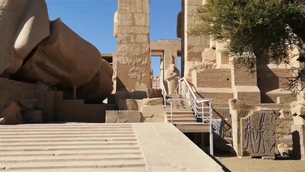 Ramesseum Świątynia Pamięci Faraona Ramzesa Xiii Wieku Część Nekropolii Tebańskiej — Wideo stockowe