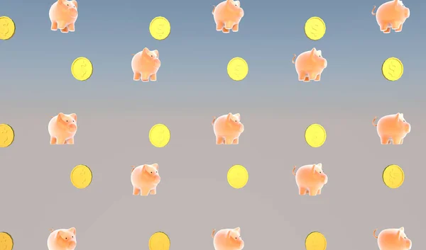 Концепція фінансового успіху, скарбничка свиней. 3D візуалізація — стокове фото