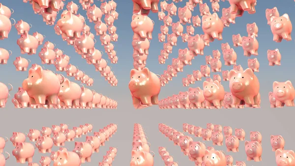 Begreppet ekonomisk framgång, gris - spargris. 3D-rendering — Stockfoto