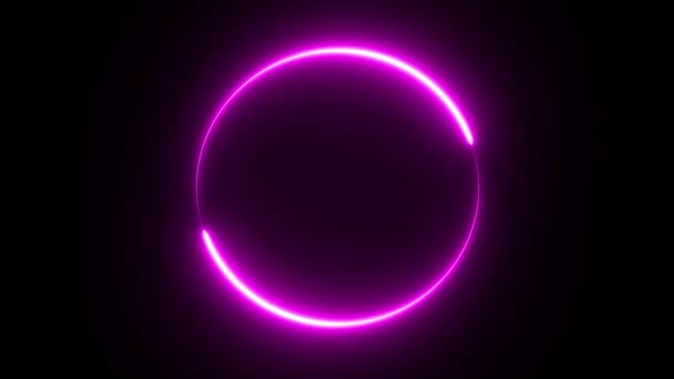 Fundo abstrato com um padrão circular de néon, luz ultravioleta, linhas de néon luminoso — Vídeo de Stock