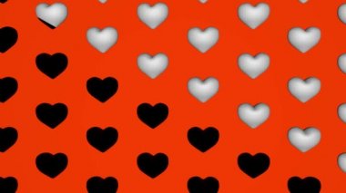 Kalpleri olan parlak bir arka plan, aşk ilanı. 3B görüntüleme