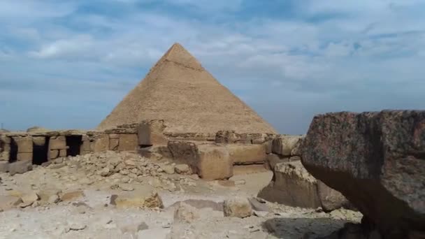 Antigua Pirámide Chefren Giza Egipto Vueltas Tiempo — Vídeo de stock