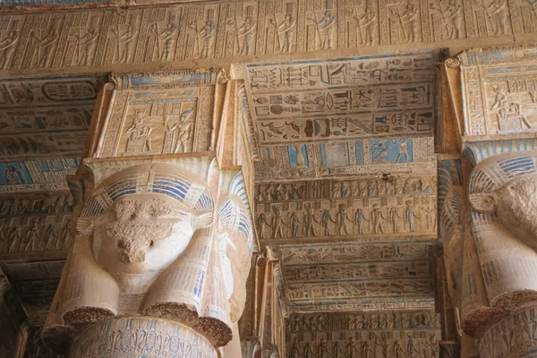 Belo Interior Templo Dendera Templo Hathor Egito Dendera Templo Egípcio — Fotografia de Stock