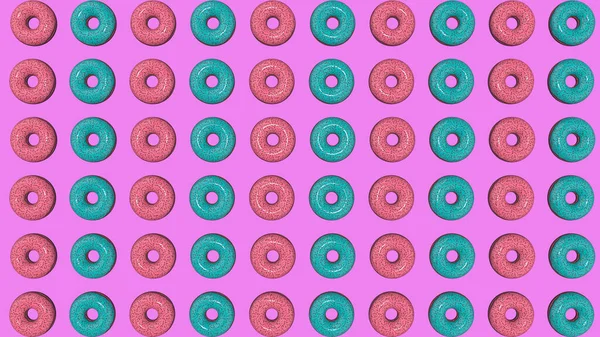 Abstract Colorful Animation Background Bright Donuts Rendering — Stock Photo, Image