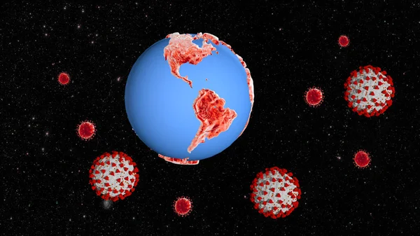 Amerikan Mantereella Covid Coronavirus Malli Koronavirus Varoitus Renderöinti — kuvapankkivalokuva