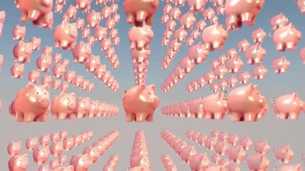 Conceito de sucesso financeiro, porco - porquinho. Renderização 3D — Vídeo de Stock