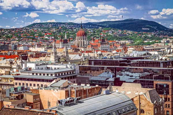 Tuna Budapeşte Macaristan Parlamentosu Güzel Manzara — Stok fotoğraf