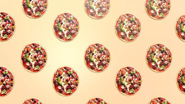 Movimento Pizza Sem Fim Fundo Publicitário Renderização — Fotografia de Stock