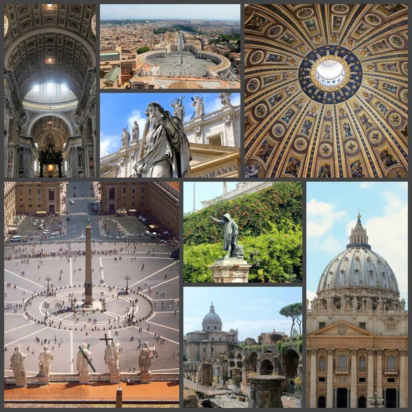Collage Diferentes Imágenes Italia Roma Ciudad Del Vaticano —  Fotos de Stock