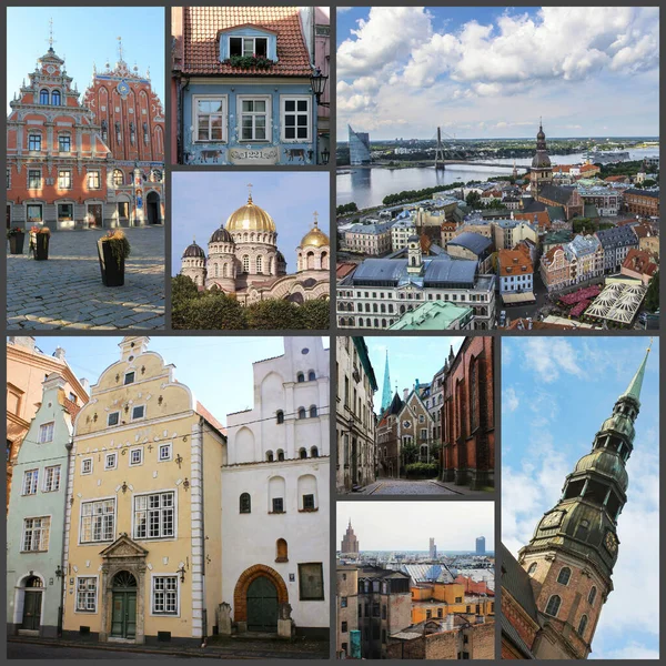Beautiful Riga Latvia Views Old City Collage — Stock Photo, Image