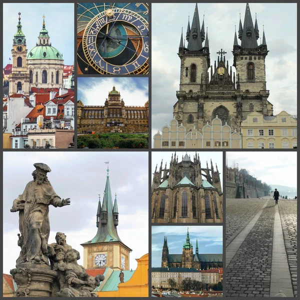 Hermoso Paisaje Ciudad Praga República Checa Collage Ciudad Vieja — Foto de Stock