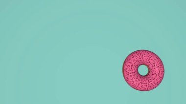Soyut renkli animasyon, parlak donutların arka planı. 3B görüntüleme