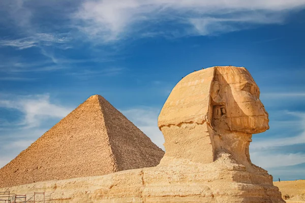 Стародавній Сфінкс Піраміди Символ Єгипту — стокове фото