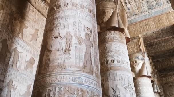 Beautiful Interior Temple Dendera Temple Hathor Egypt Dendera Ancient Egyptian — Stock Video