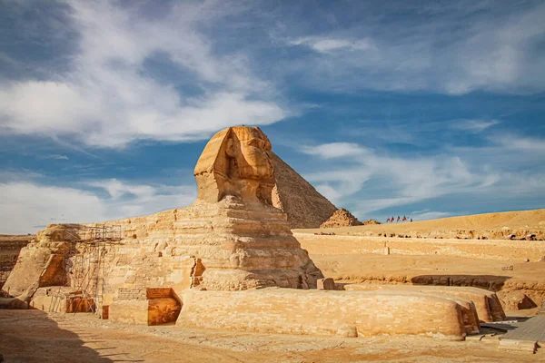 Forntida Sfinx Och Pyramider Symbol För Egypten — Stockfoto