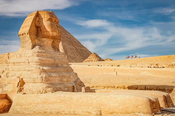 Ancient sphinx and pyramids, symbol of Egypt.