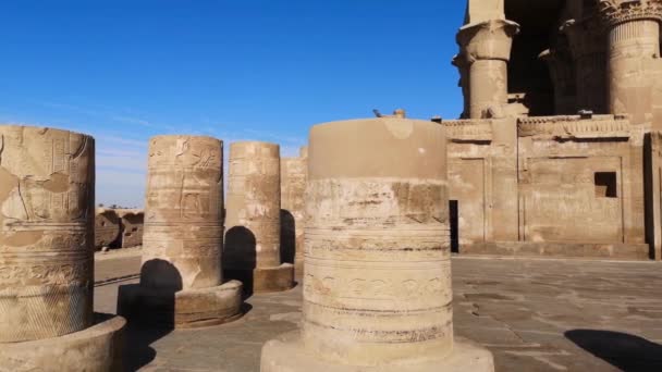 Las ruinas del antiguo templo de Sebek en Kom - Ombo, Egipto. — Vídeo de stock