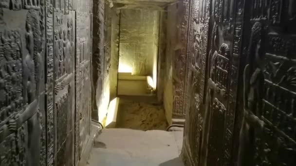 Hermoso Interior Del Templo Dendera Templo Hathor Egipto Dendera Antiguo — Vídeo de stock