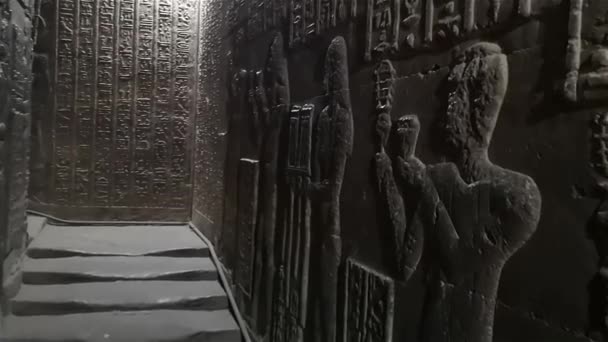 Interior Yang Indah Dari Kuil Dendera Atau Kuil Hathor Mesir — Stok Video