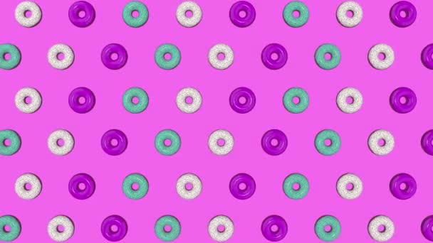 Animación colorida abstracta, fondo de rosquillas brillantes. Renderizado 3D — Vídeos de Stock