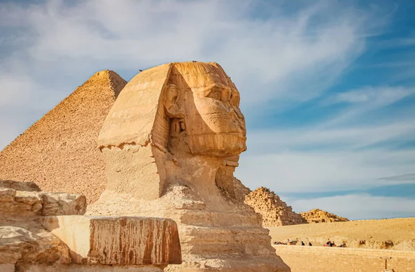 Стародавній Сфінкс Піраміди Символ Єгипту — стокове фото