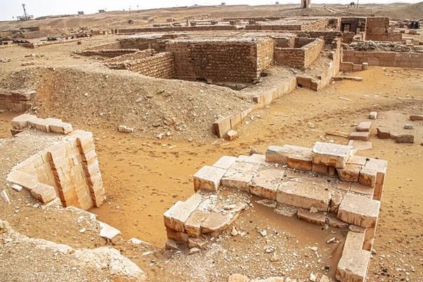 Oude Ruïnes Buurt Van Piramide Van Joseph Eerste Piramide Sahara — Stockfoto