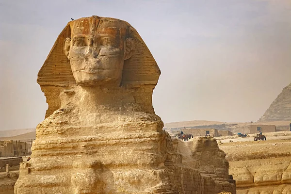 Forntida Sfinx Och Pyramider Symbol För Egypten — Stockfoto