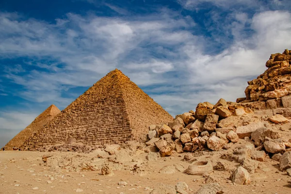 Antike Pyramide Des Mycerinus Menkaura Und Die Pyramiden Der Königinnen — Stockfoto