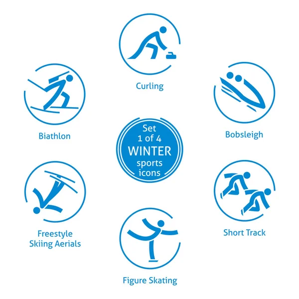 Conjunto de ícones de esportes de inverno, 1 de 4, pictogramas vetoriais — Vetor de Stock