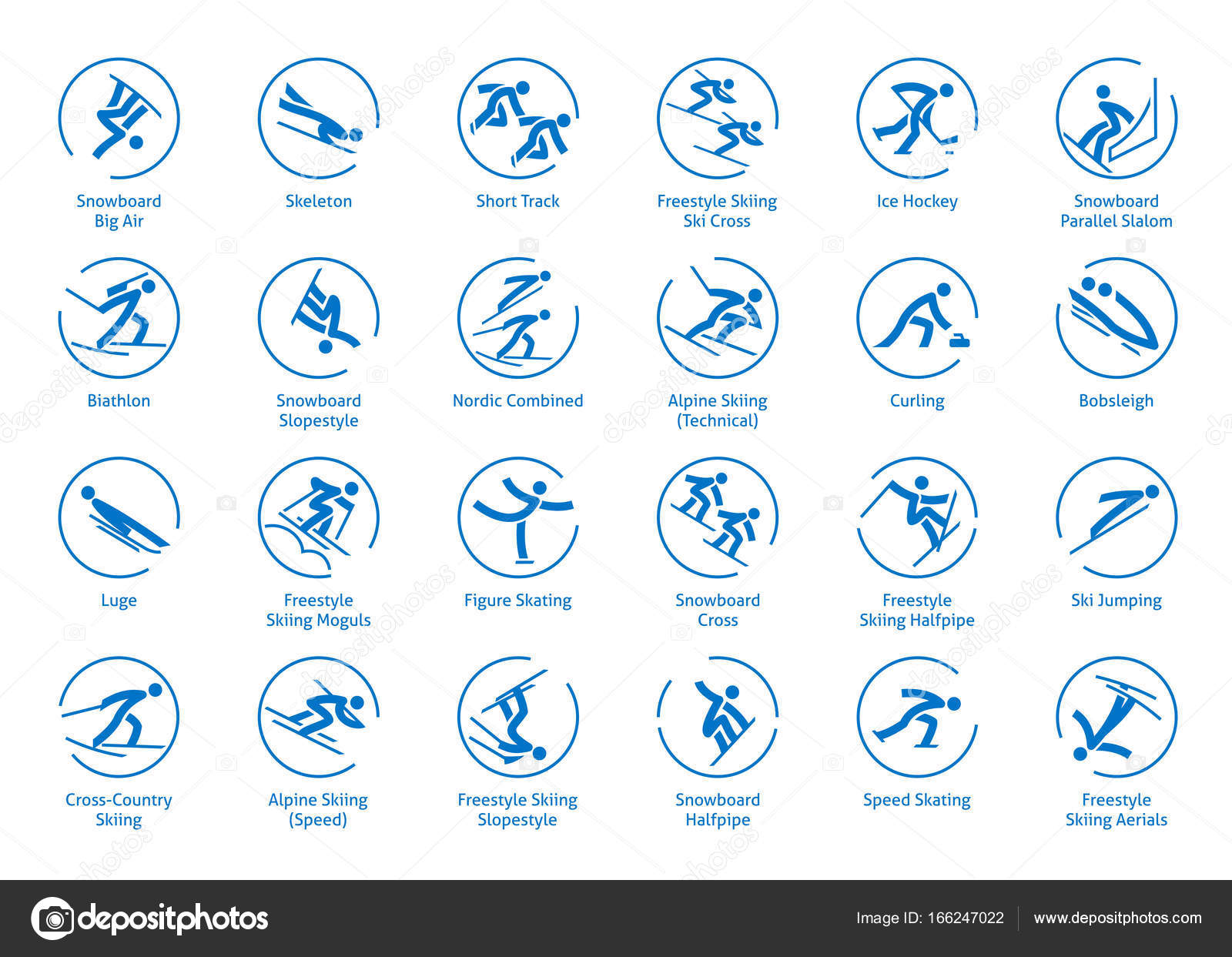 Winter sports icons set stock vector image by badwiser 166247022