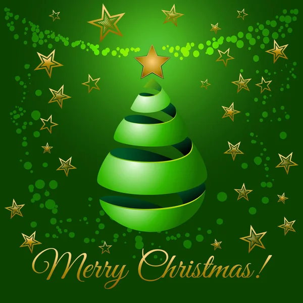 Christmas green ribbon tree, vector greeting illustration — Stock Vector