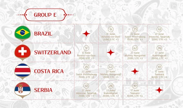 Zamanlama grubunun E maç, illüstrasyon vektör