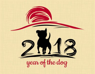 Çin yeni yıl 2018. Resim hat. Vektör çizim