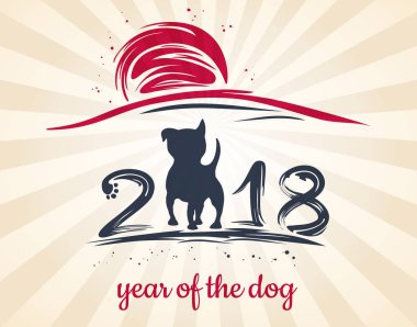 Çin yeni yıl 2018. Vektör çizim