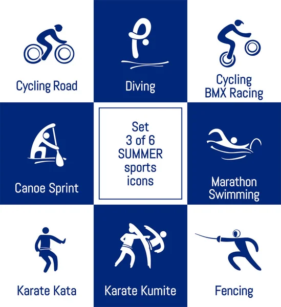 Summer sports icons set, 3 de 6, illustration vectorielle, vectoriel tem — Image vectorielle
