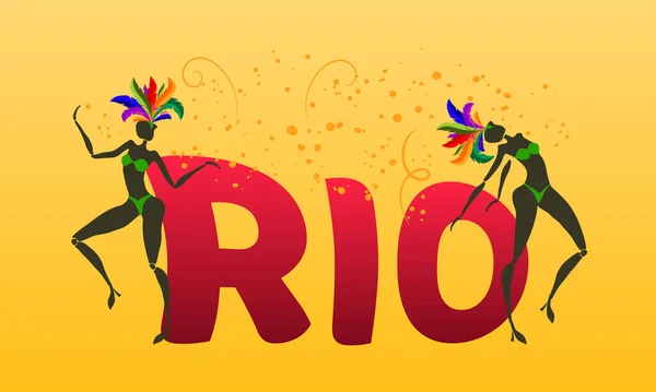 Parola RIO. Rio de Janeiro carnevale tradizionale. Illustri vettoriali — Vettoriale Stock