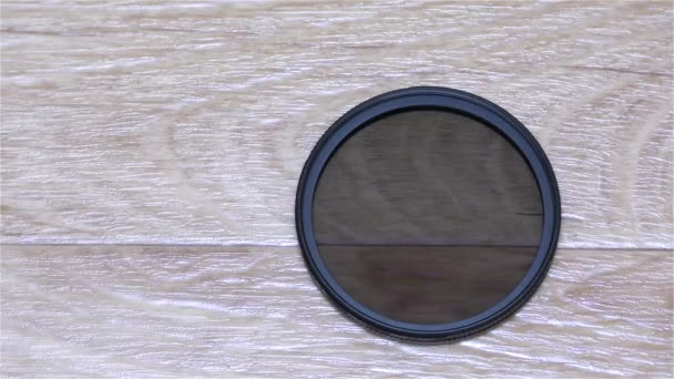 Circulaire polarisator Filter voor de cameralens — Stockvideo