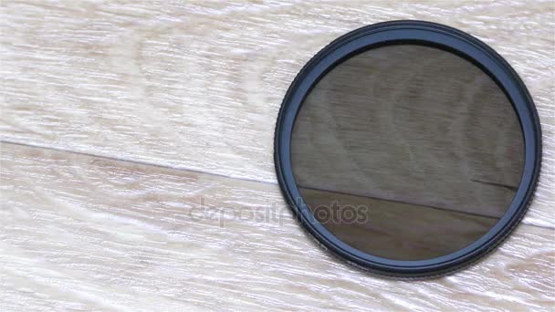 Filtro circular do polarizador para a lente da câmera — Vídeo de Stock