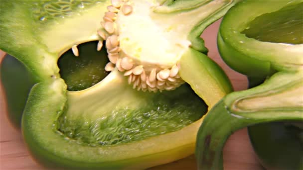 Paprika verde imagens grande plano, detalhe, macro — Vídeo de Stock