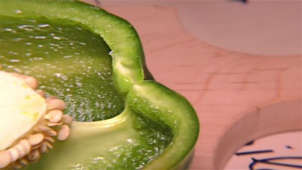 Paprika Verde Primer plano, Detalle, Macro — Vídeo de stock