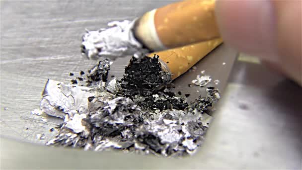 Brûlure Cigarette Sur Cendrier Gros Plan Détail Macro — Video