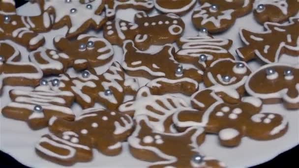 Karácsonyi Cookie Mézeskalács Házi Készítésű Karácsonyi Sütik — Stock videók