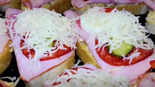 Hausgemachtes Tschechisches Sandwich Mit Und Salami Kartoffelsalat Schinken — Stockvideo