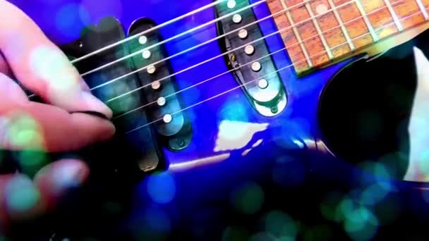 Gitarrist Spelar Rock Elgitarr Abstrakt Gitarr Närbild Light — Stockvideo