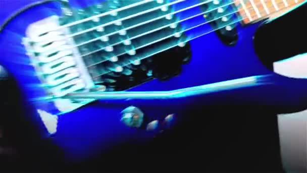 Guitarrista Toca Guitarra Elétrica Rock Guitarra Abstrata Close Luz — Vídeo de Stock